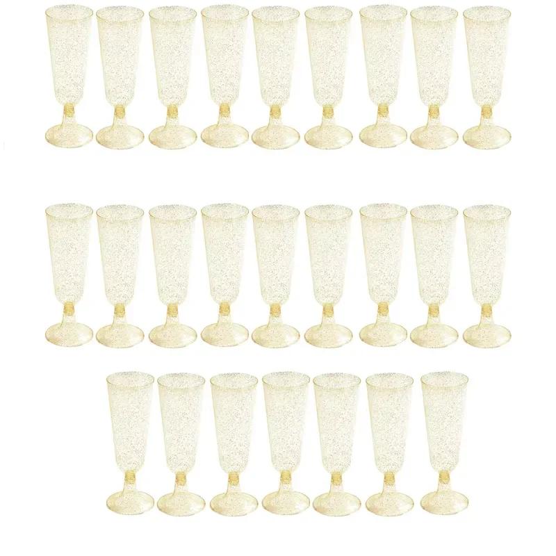 50Pcs Champagne Cups Disposable Plastic Clear Cocktail Cups Goblet Wine Cup Wedding Toasting Party Bar Home Drinkware Supplies 25pcs