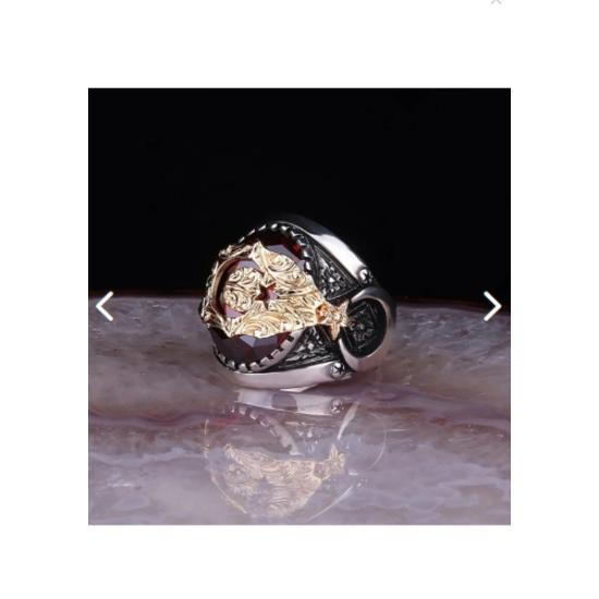 Silberring mit Halbmond- und Sternmotiv