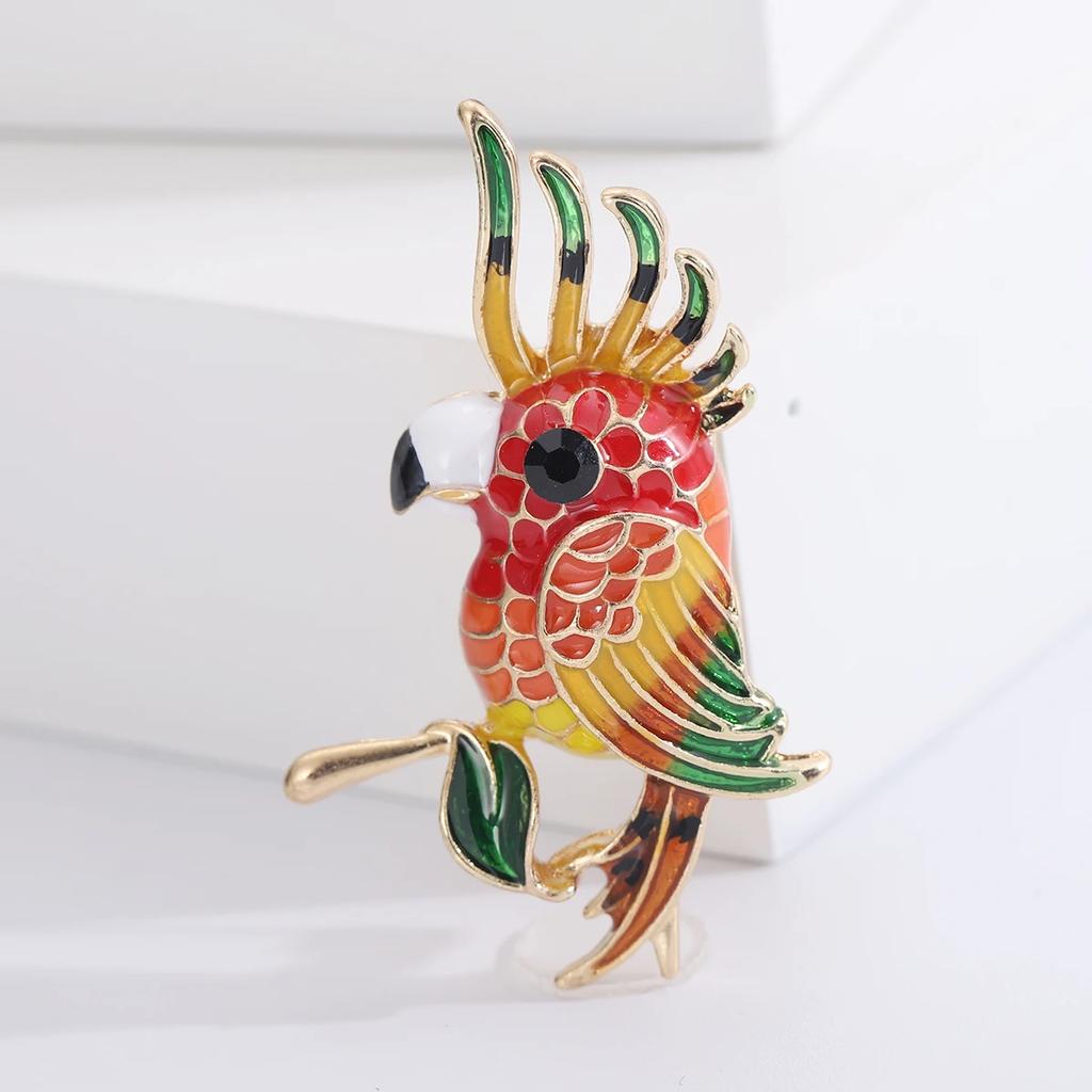 Rhinestone Parrot Brooches for Women Unisex Animal Pin Bird Lapel Pins Event Funny Luxury Gifts New Year Friends Decoration