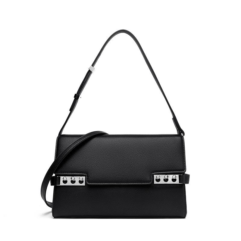 PU Premium Luxury Women's Shoulder Bag Spring New Fashion Rivet Accessories Female Sling Bag Simple Solid Color Lady Crossbody Bag for Party Daily Use