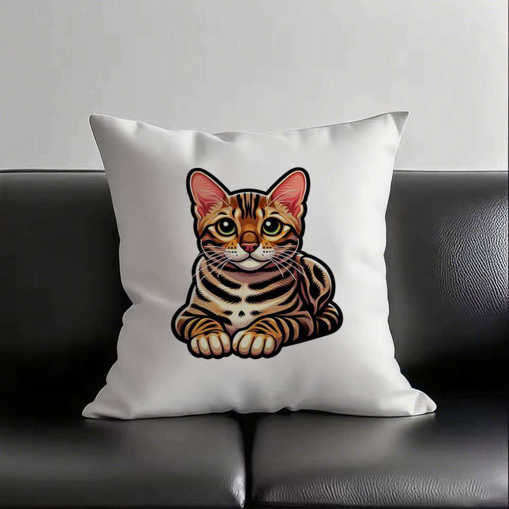 1 Stück Bengal Katze Kissenbezug Quadratisch Schlafzimmer Sofa Freizeit Komfort Kissen Auto Wohnzimmer Heimdekoration