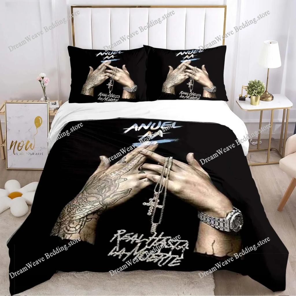 Hiphop Rapper Anuel AA Sheets Quilt Covers Bedding Dormitory Sheets Bedding Set Soft Warm Bedding Set Home Textileextile741