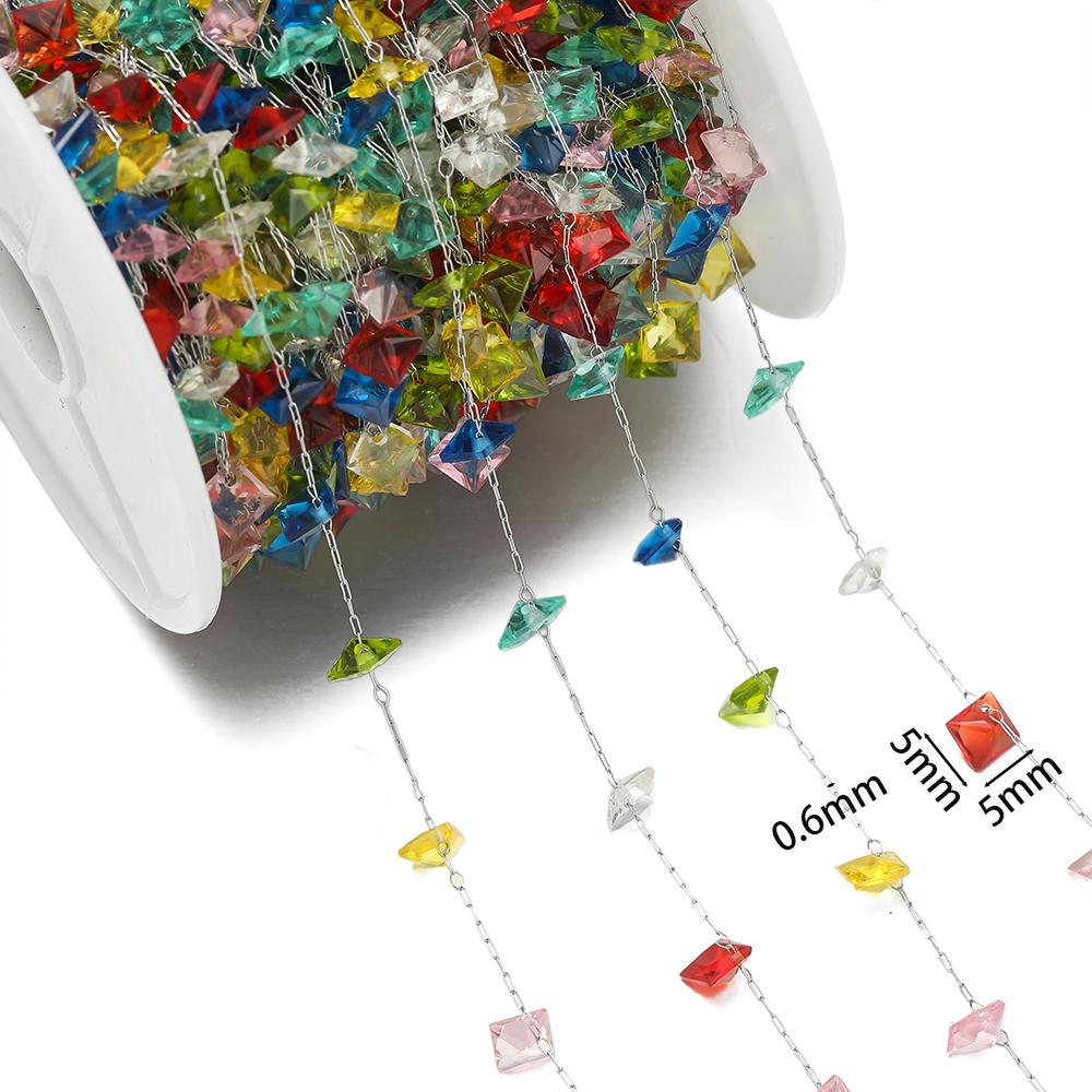 

1Meter/Lot Stainless Steel Crystal Mixed Color Clip Bead Chains for Handmade DIY Necklace Bracelets Jewelry Making Accessories 1Meter