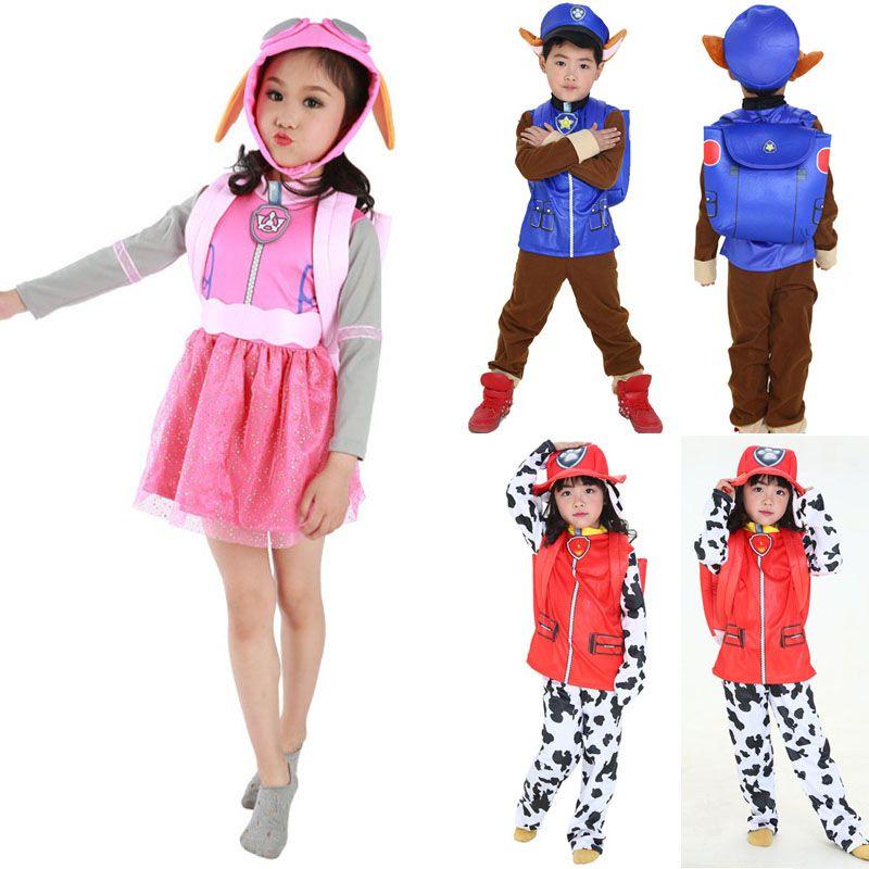 Paw Patrol Chase Marshall Skye Costume For Kids With Exquisite Stitching**