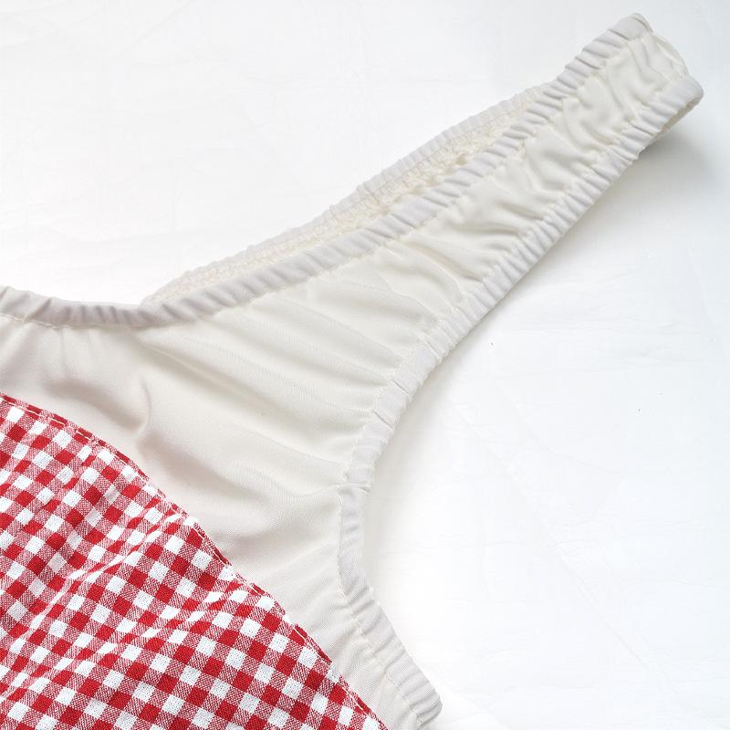 Contrasting Plaid Lace-Up Hollow Sweetheart Slim Vest Suspenders for Women