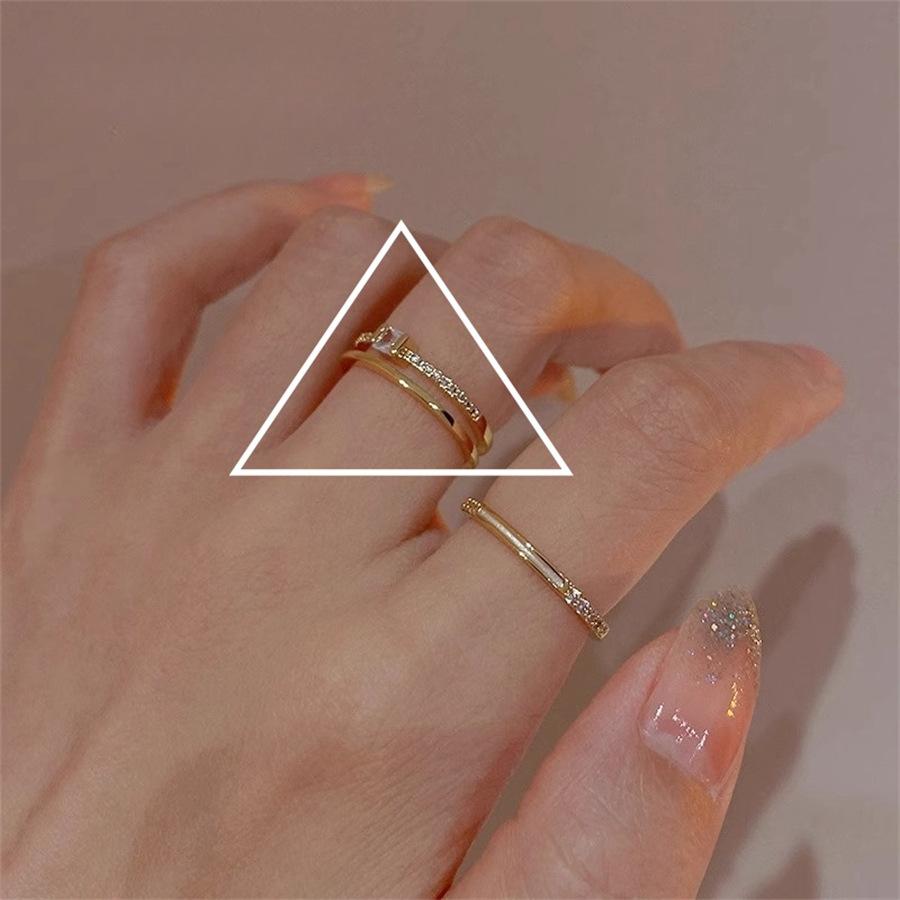 French Retro Double-layer Zircon Ring, Female Index Finger Ring Ins Wind Simple Ring