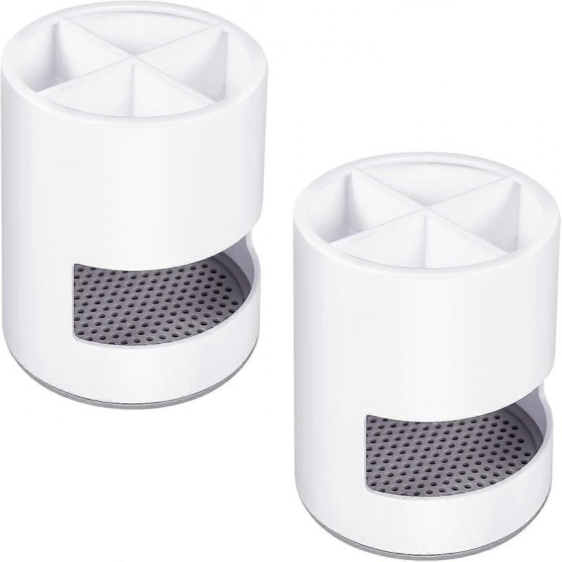2 PCS Toothbrush Holder,Ventilated Mould-Proof Toothbrush Caddy Bathroom Organizer,White Small Tough Toothbrush Pot Stand