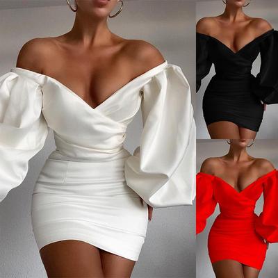 2025 Autumn/Winter Off-the-Shoulder Slim Fit Women's Dress