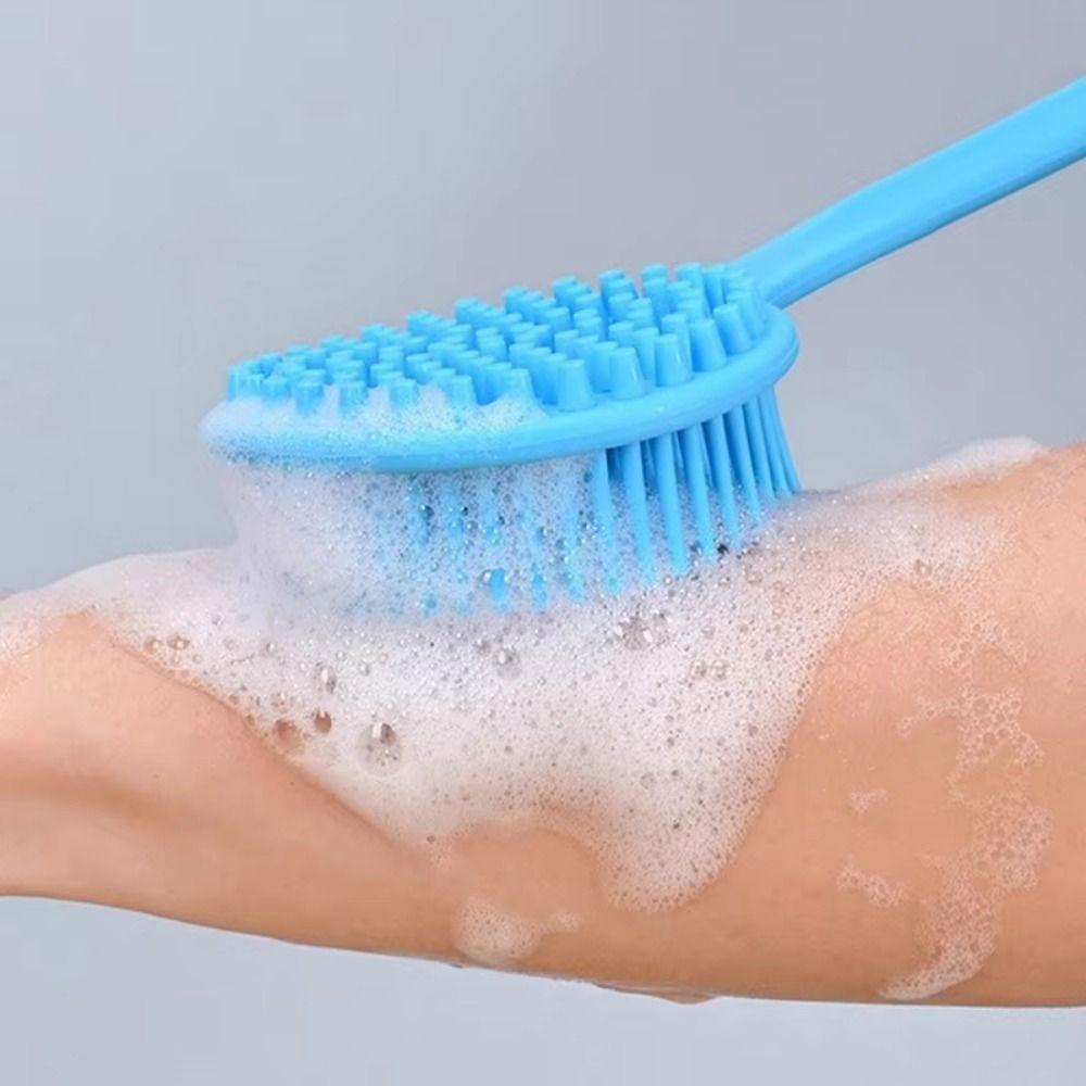 Anti-Slip Bath Soft Back Brush Long Handle Silicone Exfoliator Tool  Women
