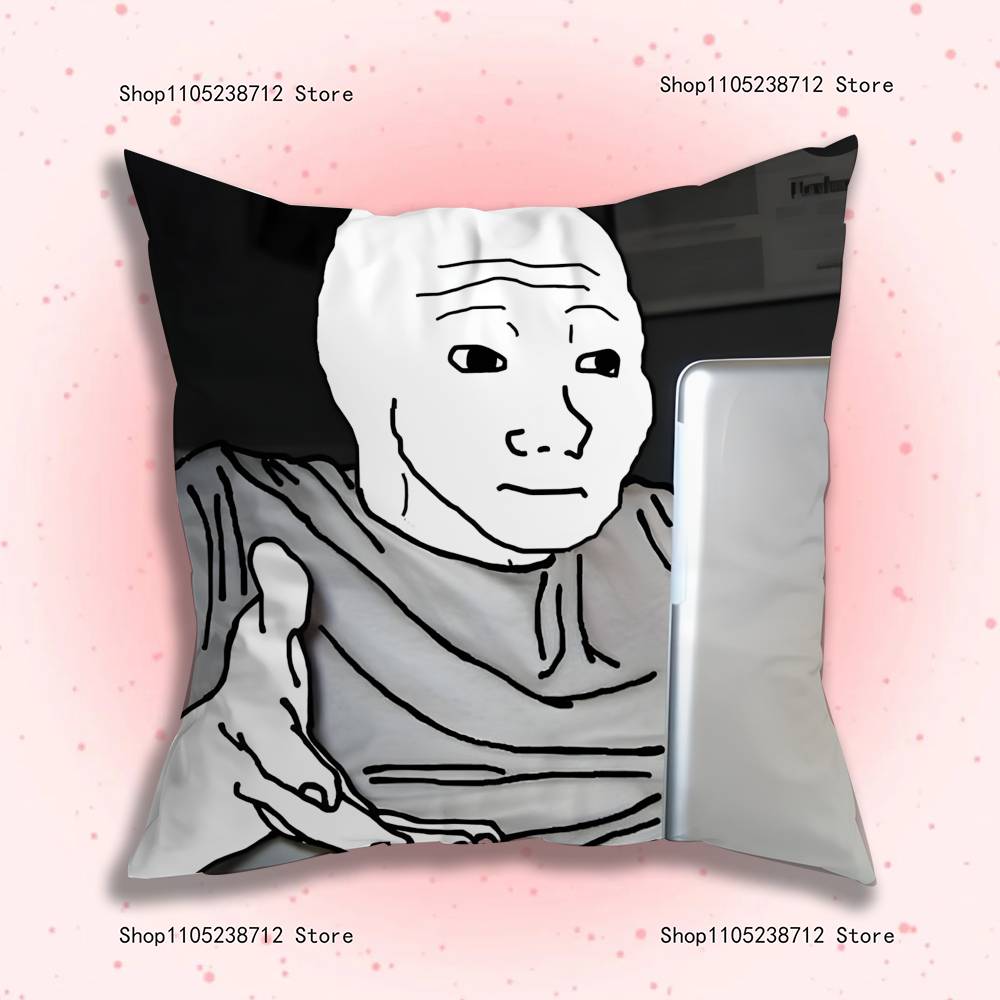 Wojak Soyjak Its Over Funny Meme Pillow Covers Cartoon Sofa Decorative Home Double-sided Printing Short Plush Cute Cushion Cover