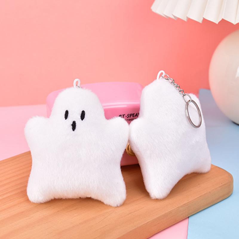 

Funny White Ghost Keychain School Bag Pendant Doll Plush Bag Hanging Accessories