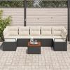 Ensemble de Canapés de Jardin de 8 Pièces avec Oreillers Noir Poly Rattan Acacia, Canapé de Jardin 2 Places avec Rangement &amp; 3356339