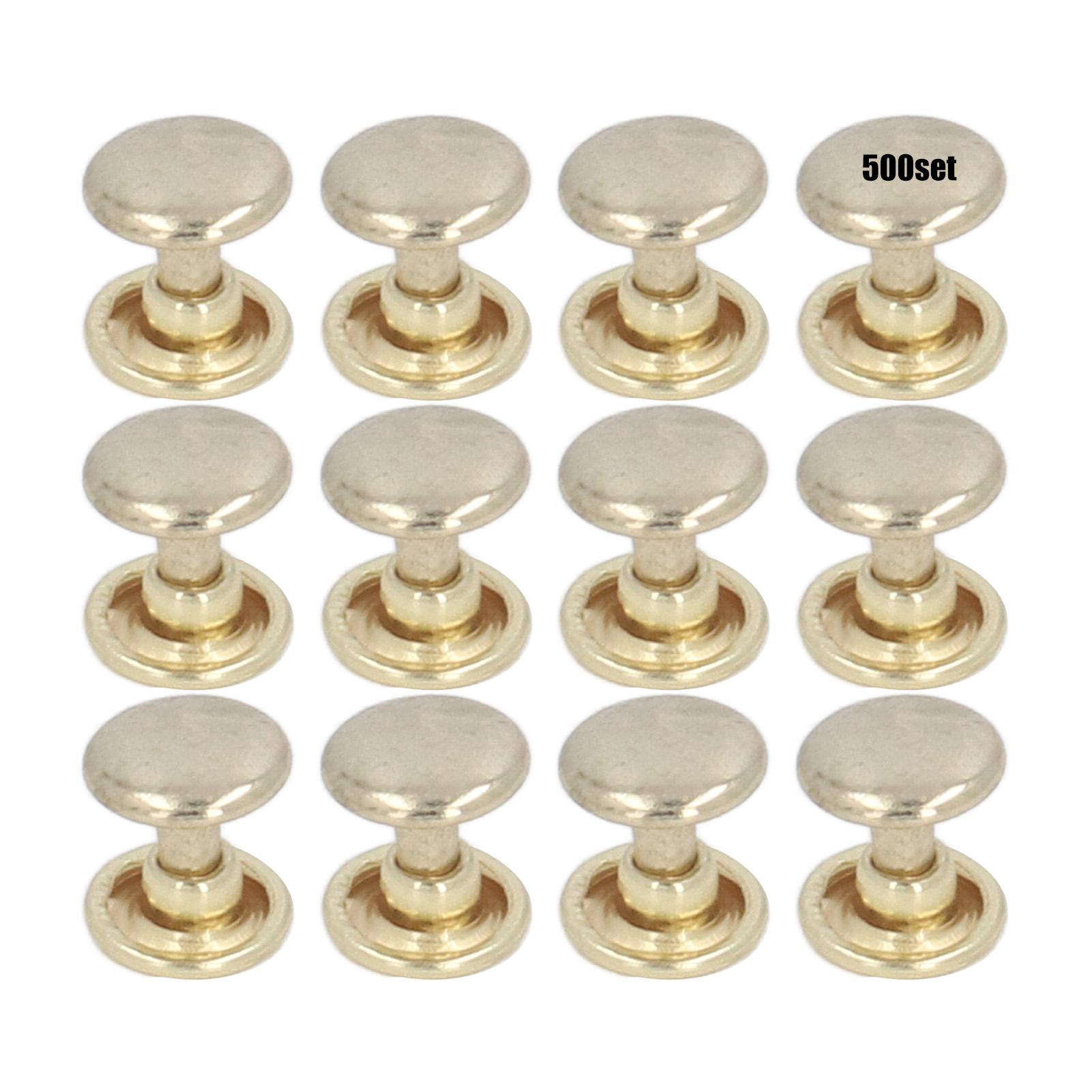 

500 комплектов металлических шпилек, заклепок 8 мм, сделай сам, железо, двойное плоское равномерное покрытие, процесс гальванизации кожи золотой