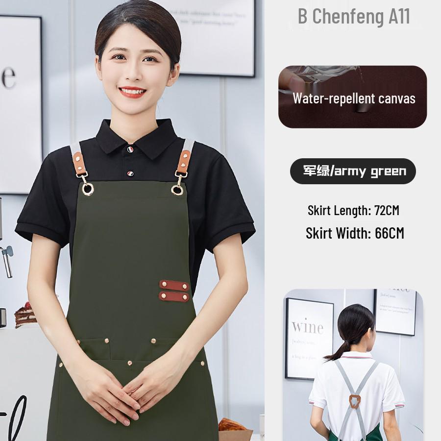 Waterproof Canvas Catering Apron with Logo, Stain-Proof, Ideal for Kitchens & Cafes
