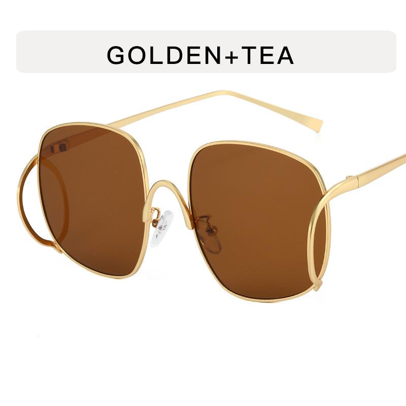 Retro big frame metal sunglasses women, European and American ins high-end sunglasses punk hip-hop party glasses tide