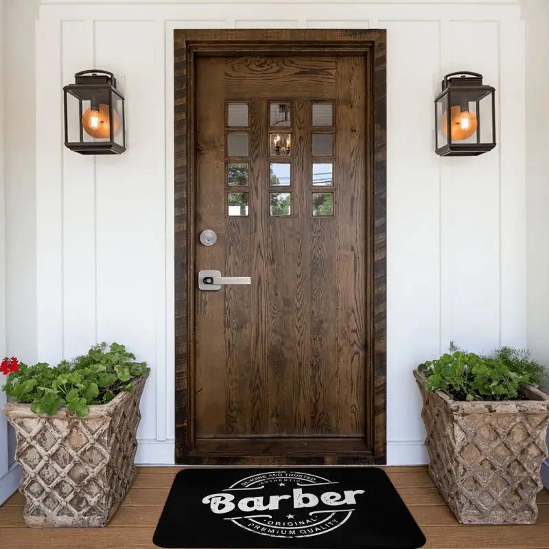 Retro Best Barber Distressed Logo Front Floor Door Entrance Mat Indoor Hairdresser Hairstylist Kitchen Bath Doormat Carpet Rug