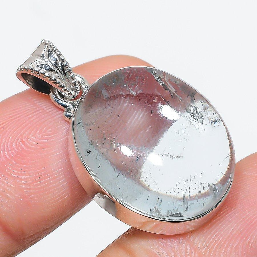 Naturalny Kamień Akwamarynu Srebro Próby 925 Prezent Wisiorek 1,25" e6f69