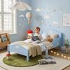 Lit Enfant 70 x 140 cm, Barrière de Sécurité, Motif Nuage, Bleu
