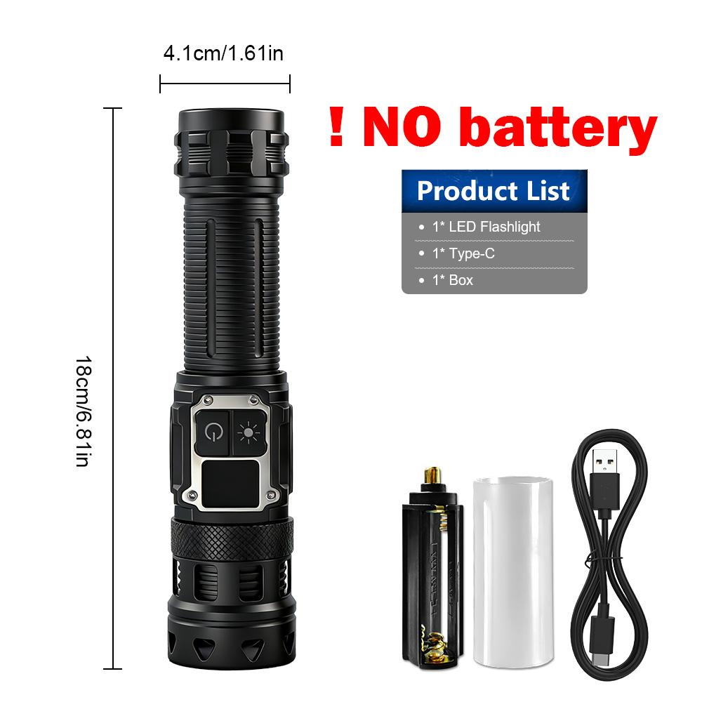 Powerful Zoomable Flashlight USB-C Rechargeable Flashlight Side UV Light Torch COB RGB Hand light with Magnet for Camping Hiking