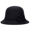 Women Cap Solid Color Bowler Cap Faux Wool Wide Brim Cloche Hat for Tea Party Church Wedding