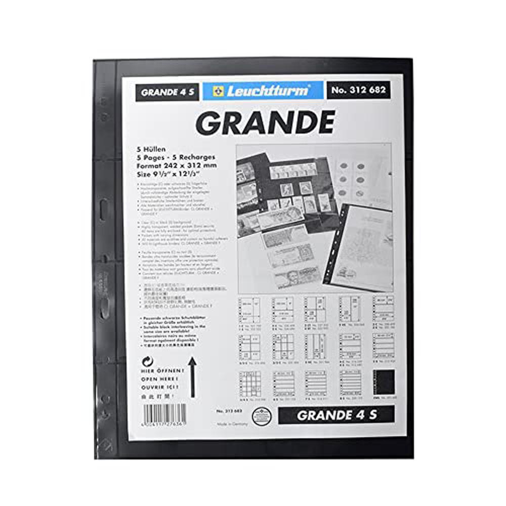 Leuchtturm Grande Fogli tascabili in plastica 5pz (Nero) (4S)