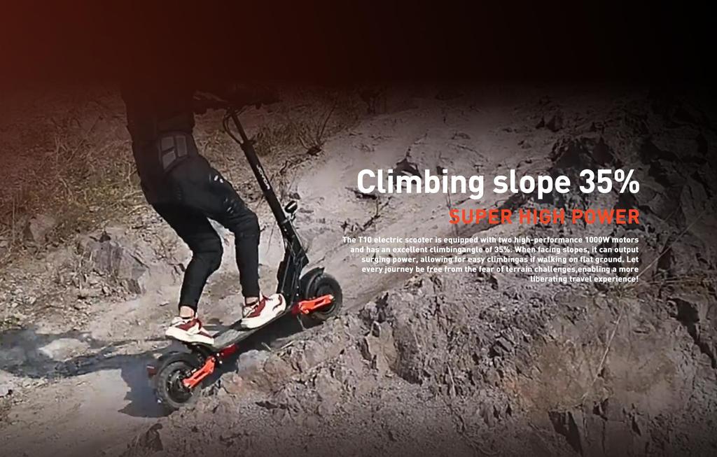 JOYOR T10 Foldable Electric Scooter 10" Tires 1000W*2 Dual Motors 60V18Ah Battery 60km/h Max Speed 75km Max Range