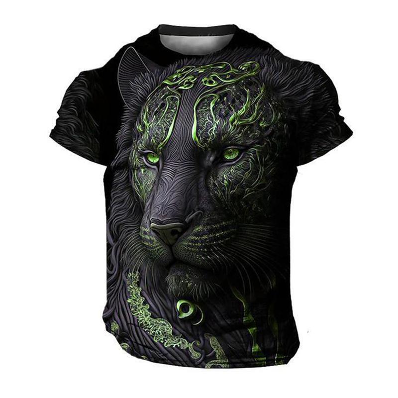 Domineering Lion 3D Print Men's T Shirts Summer Casual T Shirt Animal Pattern Top Harajuku Man Short Sleeve Oversized Streetwear