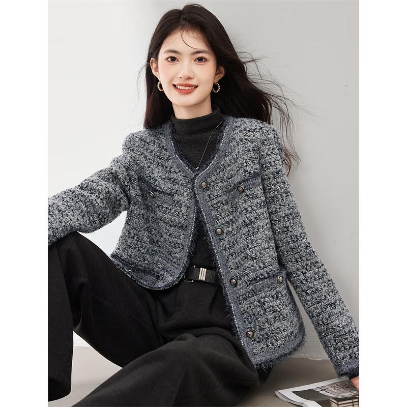 

Женское стеганое пальто из твида и шерсти XL