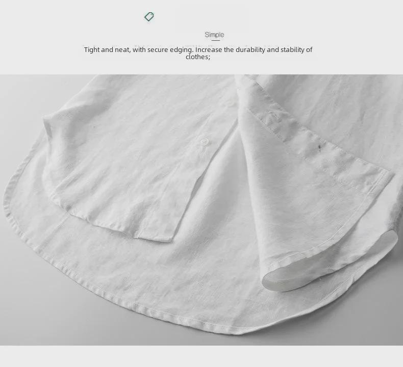 Men's Casual White Linen Shirt - Breathable, Loose-Fit, Three-Quarter Sleeve