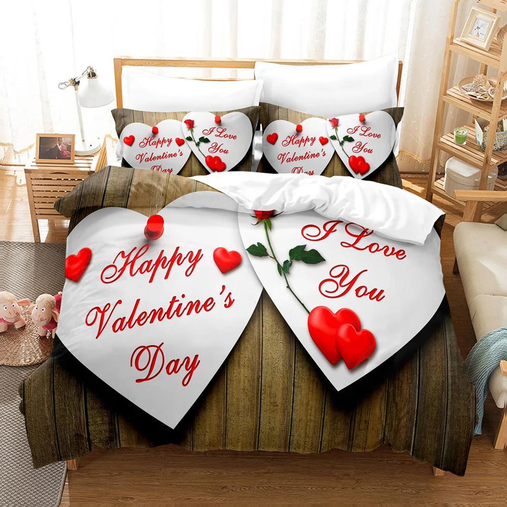 Valentine's Day Bedding Set 3D Printed Duvet Cover Set for Boys Teens Bedroom Single Double Full Queen King Size