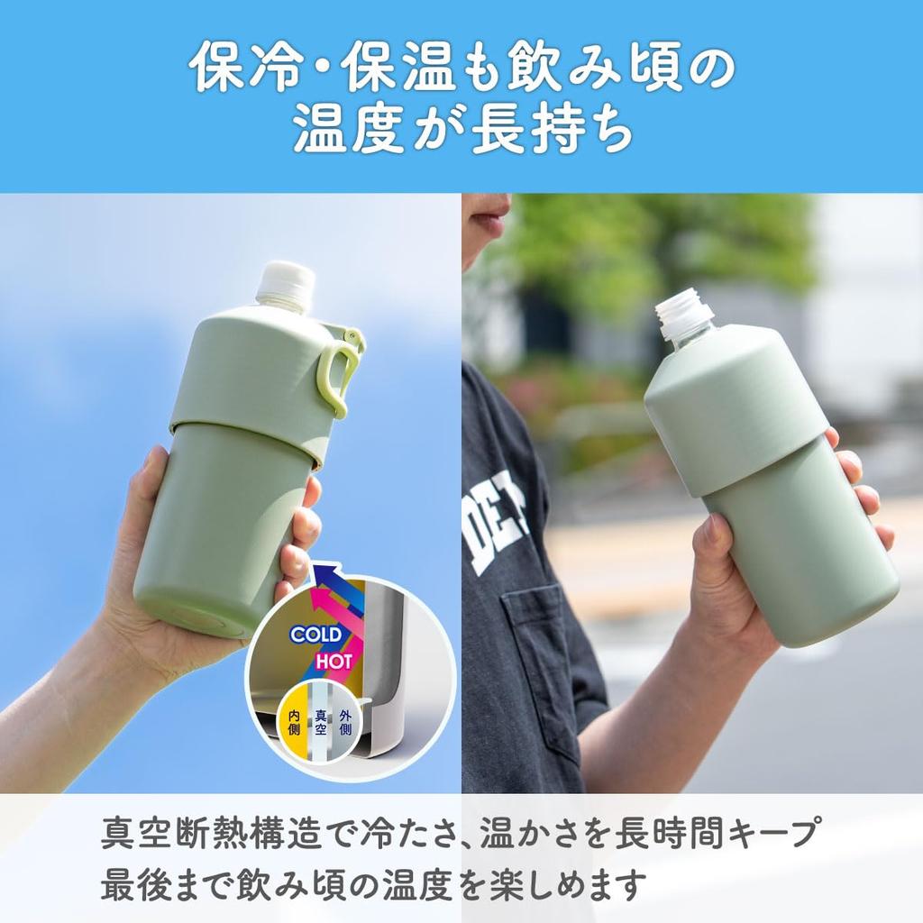 Atlas Pet Bottle Set of for 500ml and 650ml Water Cools and Keeps Drinks Hot or Vacuum with Stainless Fits Square Pet Bottles Inner Forest Holder, 2,