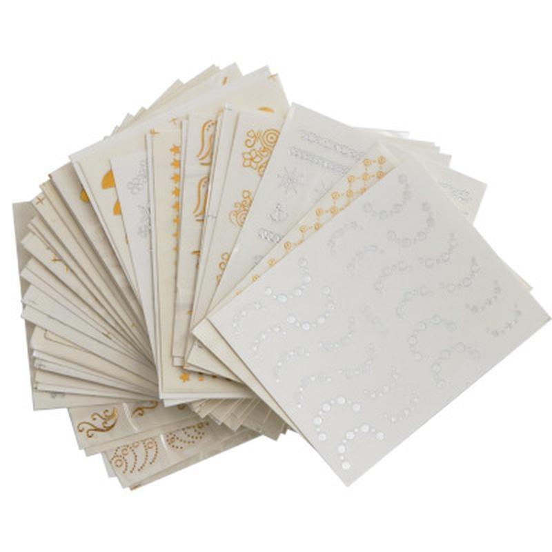 30 Sheets/set Fashion Gold Silver Color Nail Sticker Water Transfer Beauty Flower Spider Feather Design Nail Decoration
