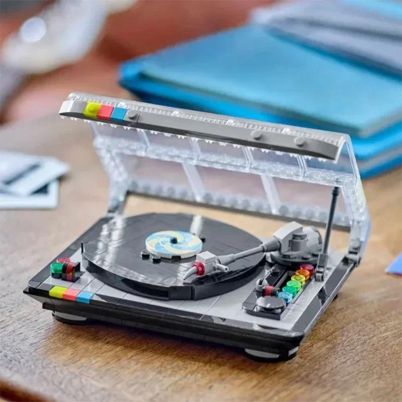 MOC Classic Festival Retro Record Player Building Blocks Model Music Player Assemble Bricks Birthday Toy Gift For Kid Adult
