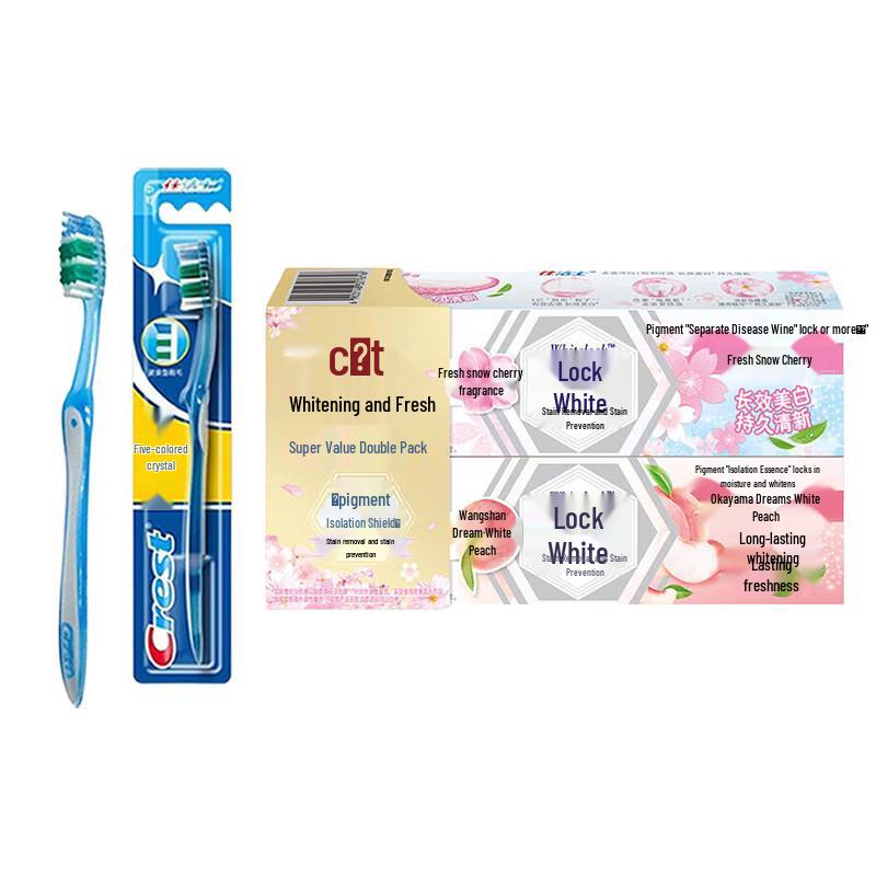 Crest Soft Bristle Colorful Toothbrush & Whitening Toothpaste Set