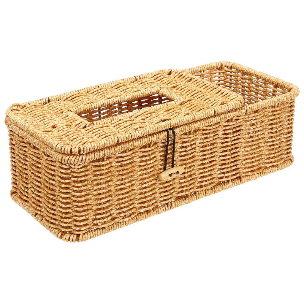 Multifunctional Tissue Box Woven Design Desktop Organizer For Home Bathroom Office Napkin Holder Storage Container