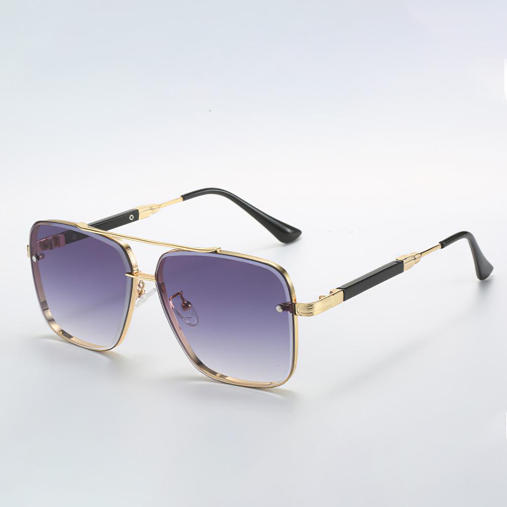 New In Vintage Sunglasses For Women Modern Fashionable Square Golden Edged Purple Gradient Lens Glasses Sun Glasses Gift