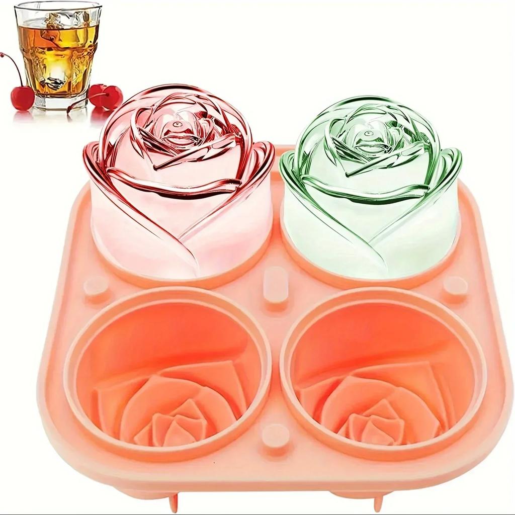 Four Huge Sweet Ice Flowers and Silicone Rubber Enjoy A Large Ice Hockey Machine, A 2.5-inch Pink Ice Mold and A Large Ice Bowl.