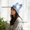 Charming Cat Ear Embroidered Wool Beanie - Cute and Cozy for Autumn & Winter