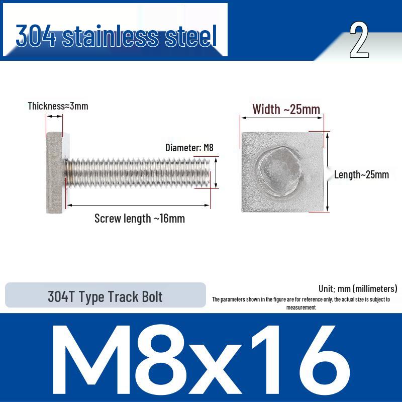Custom 304 Stainless Steel T-Slot Irregular Rectangular T-Bar Bolt M6/M8