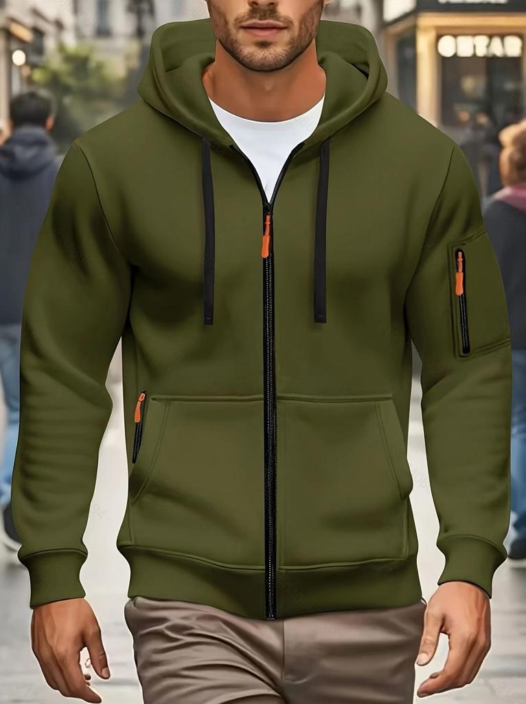 European Size Spring and Autumn Men's Sweater Hooded Zipper Multi-pocket Jumper Men's Sports and Leisure Jacket