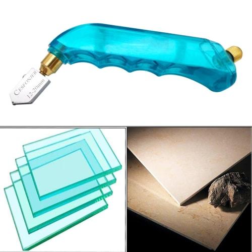 CESFONJER Glass Cutter, Super Hard Glass Cutter, Oil-Injected Glass Cutter with Extra Interchangeable Heads and Oil Reservoir - 2mm-6mm / 6mm-12mm / 1