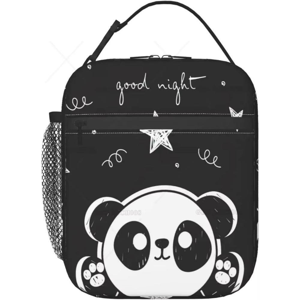 

Сумки для ланча «Панда» для женщин, термоизолированная сумка-тоут с милым животным, ланч-бокс с передним карманом для работы в офисе, пикника 26x21x11CM зелёный