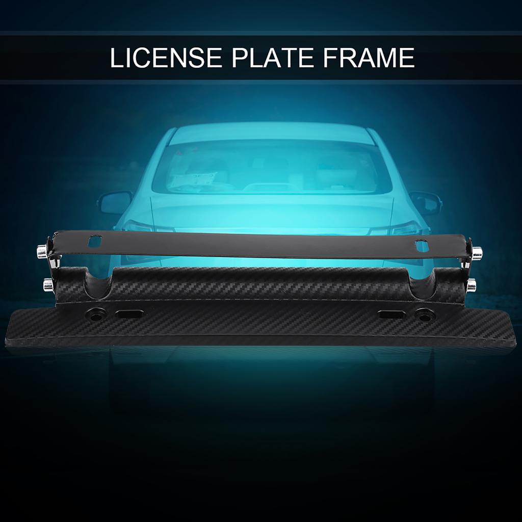 Car License Plate Holder Carbon Frame Mount with 180 Degrees Angle Adjustment for Most Cars Front or Rear Installation