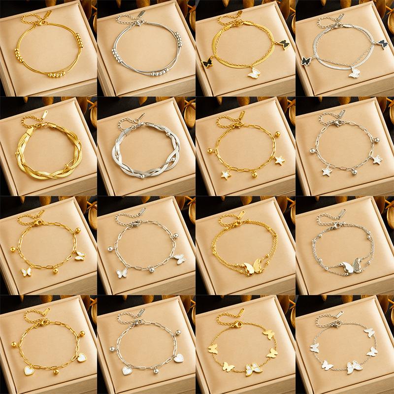 Fashion Jewelry Butterfly Heart Star Chain Pendant Bracelet for Women