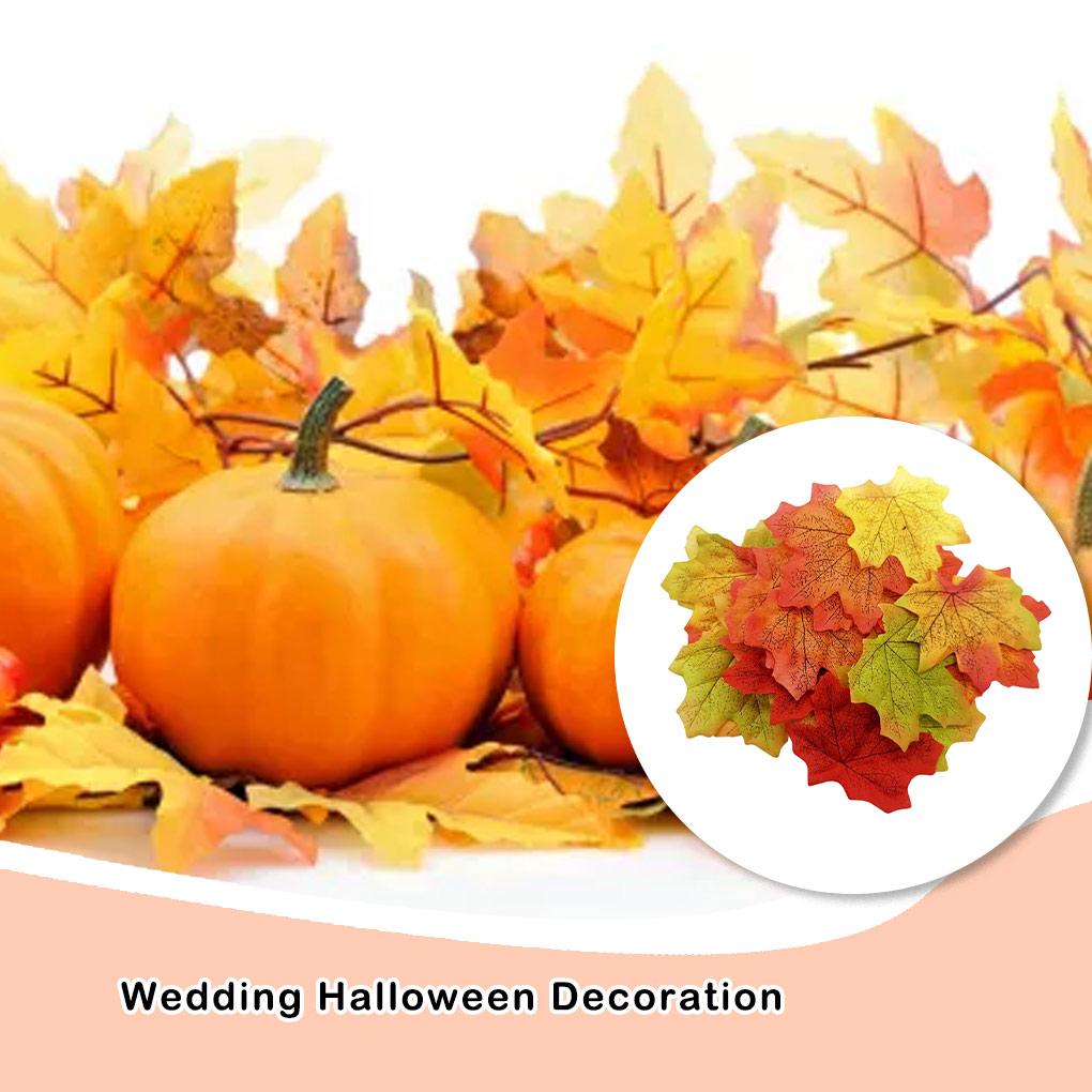 100 Pieces Artificial Maple Leaf Fall Garland Leaves Holiday Seasonal Atmospheres Wedding Plants Prop 8cm