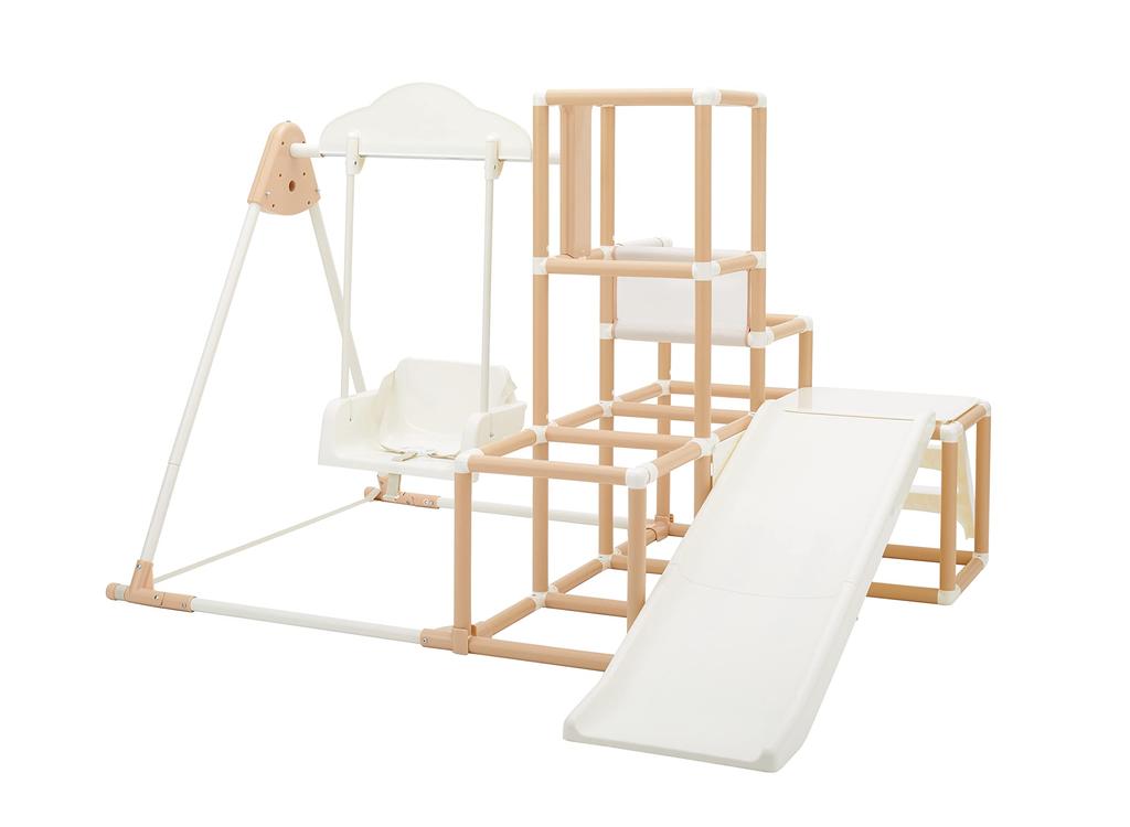 Nonaka Seisakusho CATCH Me Folding Long Slope Kids Park SP Natural (Jungle Gym, Slide, Swing, Horizontal Bar)