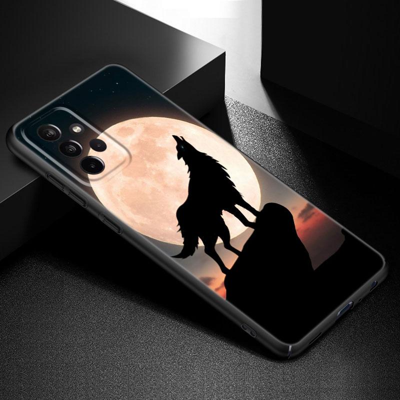 Moon Wolf Howl Phone Case For Samsung Galaxy A21 A30 A50 A52 S A13 A22 A32 A33 A53 A73 5G A11 A12 A31 A51 A70 A71 A72 Cover