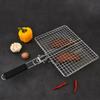Outdoor Camping Stainless Steel Grilled Fish Net Barbecue Net Clamp Lamb Skewer Clip Double-Layer Vegetable Net Barbecue Tool