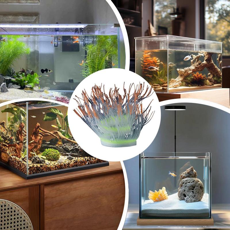 Sea Anemone Decorations For Aquarium Sea Anemone Ornaments Silicone For Fish Tank Artificial Aquarium Decorations For Freshwater