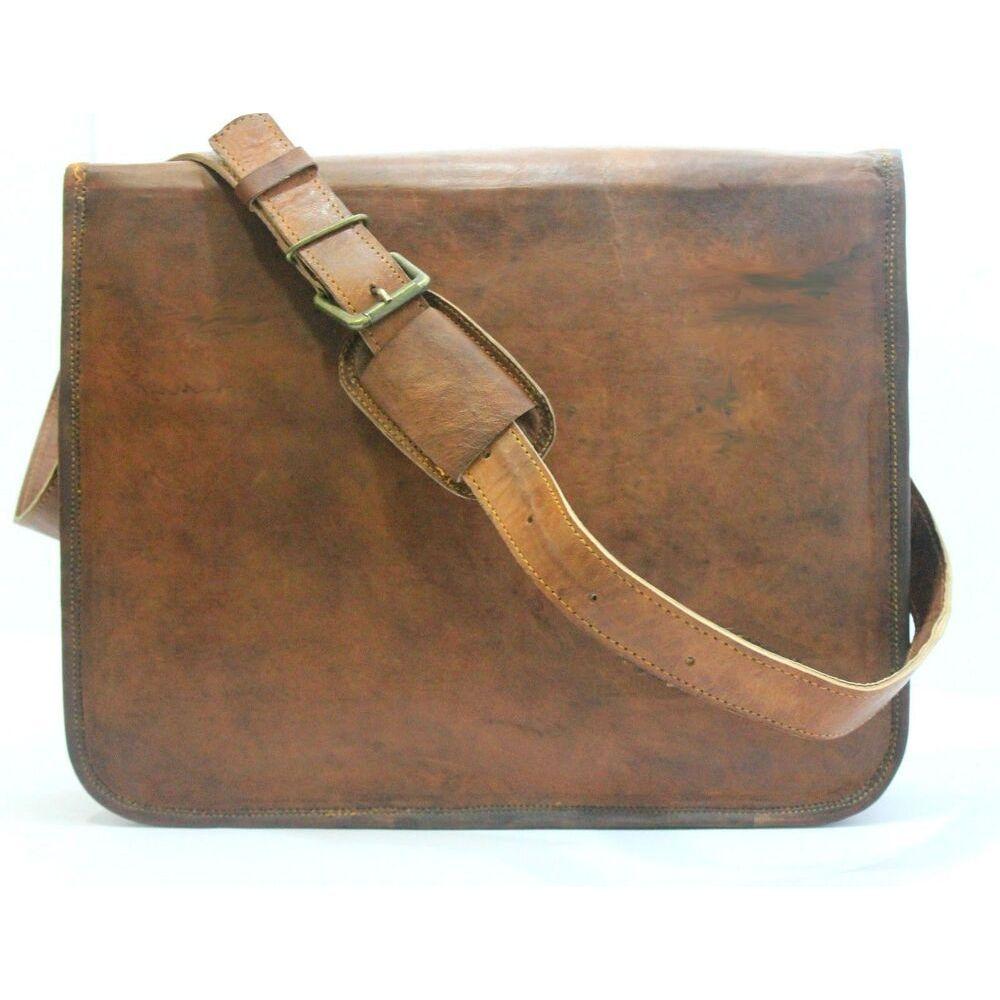 Сумки Сумки из кожи козы мужские коричневые винтажные новые портфели для ноутбука через — фото 4